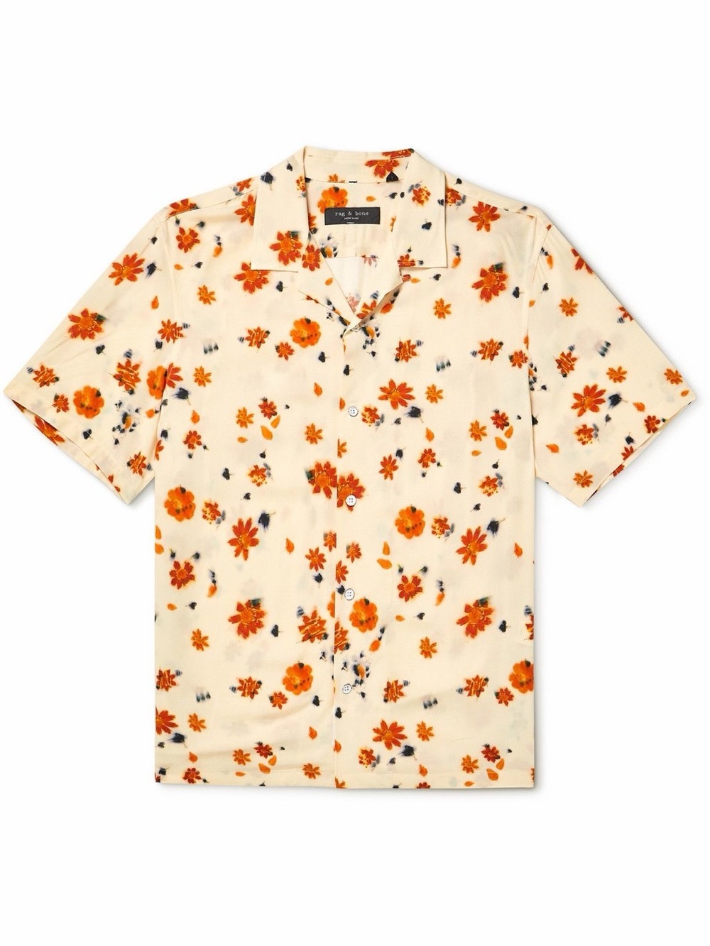 Rag & Bone Men's Cream Floral Short-Sleeve Button Shirt